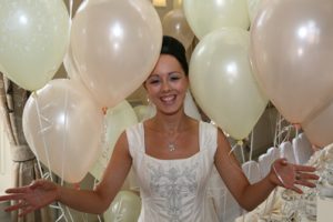 bride with balloons